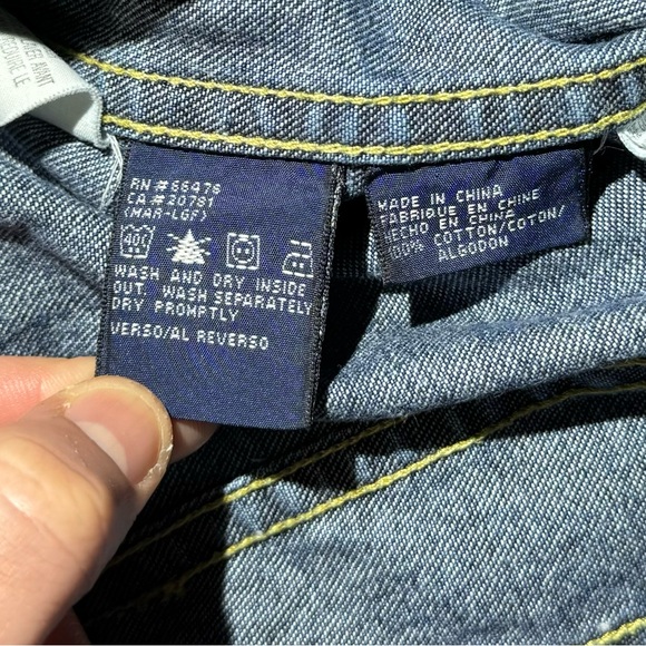 Tommy Hilfiger Dark Wash Denim Jean Crop Button Up Jacket Womens Sz Lg Vtg 2000 - Picture 7 of 7